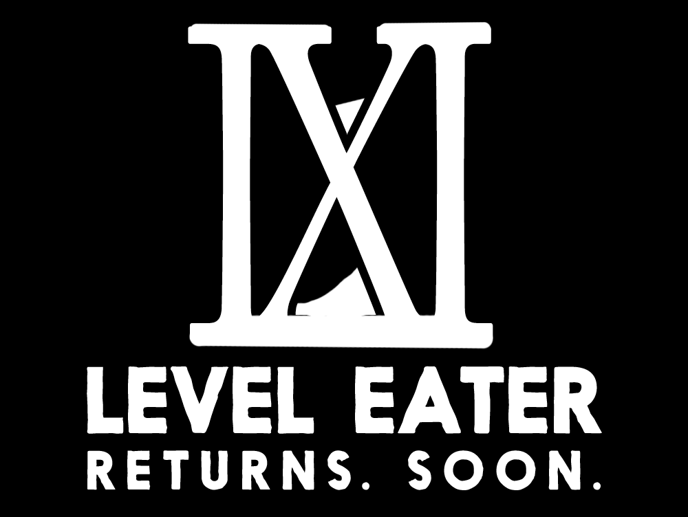 An hourglass and the words LEVEL EATER RETURNS SOON.